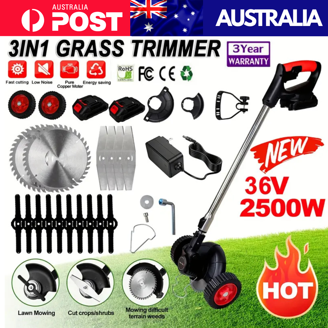 Australia Shop™ Cordless Grass Trimmer – Lightweight & Adjustable for Effortless Lawn Care